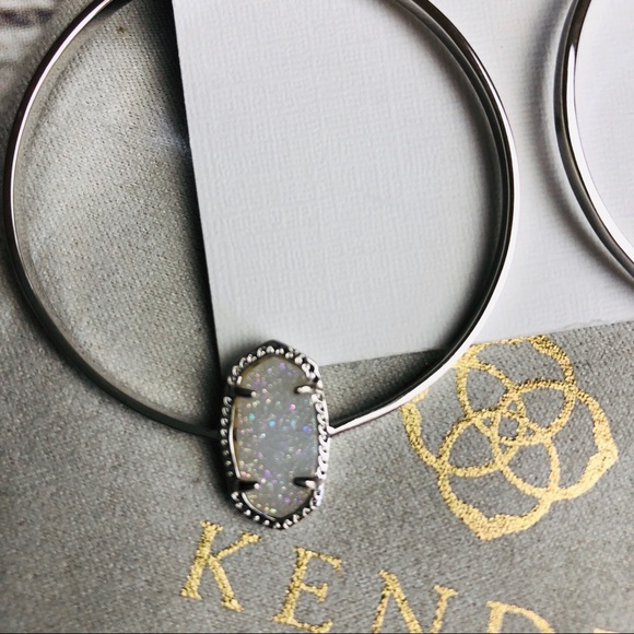 Kendra Scott Elora silver drusy hoop earrings NEW - Picture 5 of 6